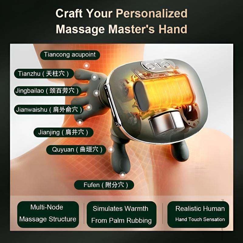 Master Hand Shoulder and Neck Massager Cervical Spine Massager Trapezius Neck Massager Hot Compress Electric Cervical N7-Green with Advanced Kneading Technology for Deep Muscle Relaxation