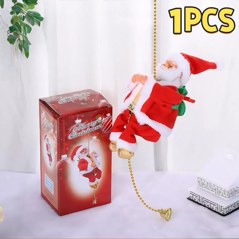 Classic Climbing Beads Santa Claus, Christmas Decorations, Battery Operated, Plastic Holiday Hanging Decorations, Batteries Provide Your Own, Suitable for Home, Kitchen, Mantelpiece, Window, Party Supplies.