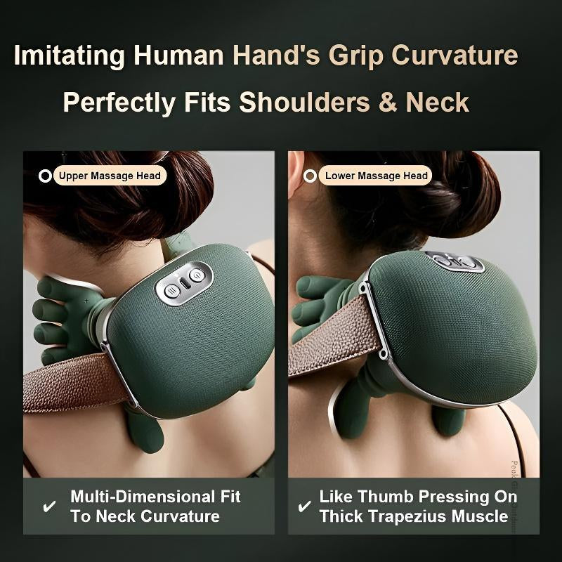 Master Hand Shoulder and Neck Massager Cervical Spine Massager Trapezius Neck Massager Hot Compress Electric Cervical N7-Green with Advanced Kneading Technology for Deep Muscle Relaxation