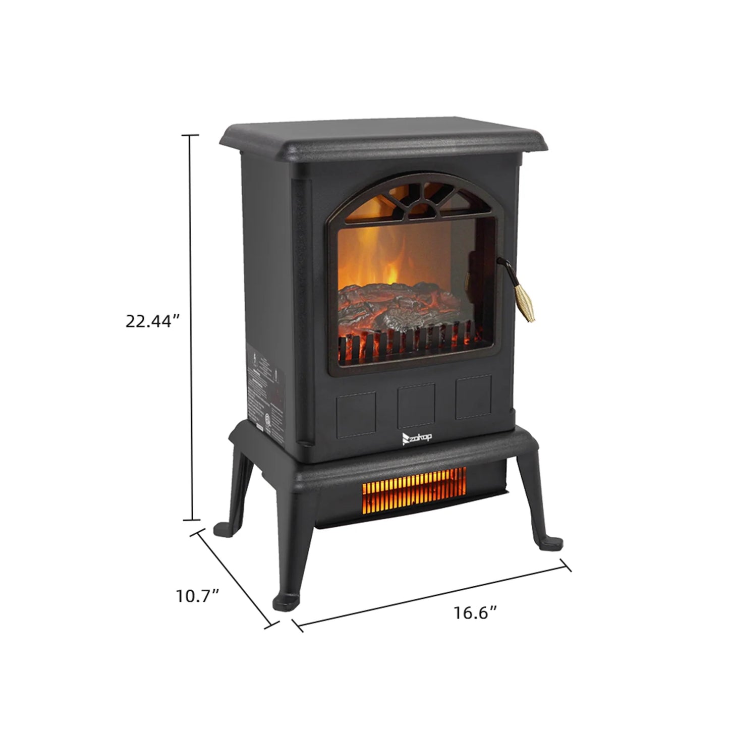 HT1108 1500W Vertical Fireplace Machine Artificial Log Single Hue 2 Quartz Rods Dark
