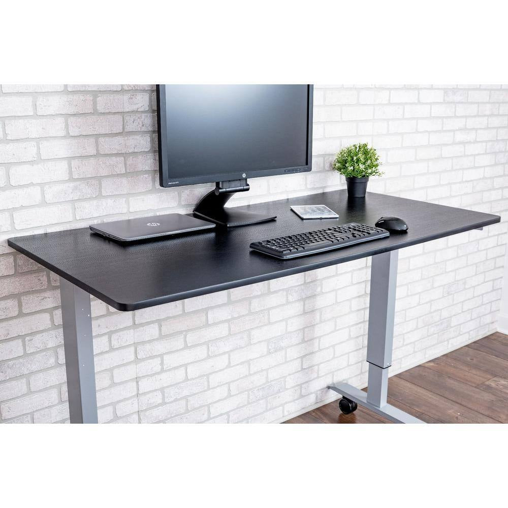 59 In. Rectangular Silver/Black Standing Desks with Adjustable Height