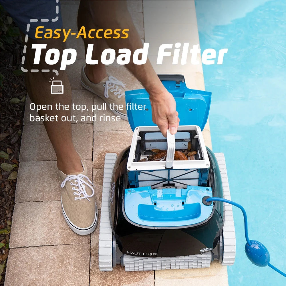 Nautilus CC Robotic Pool Vacuum Cleaner with Universal Caddy — Easy to Transport and Store Your — Ideal for Above/In-Ground Pools up to 33 FT in Length