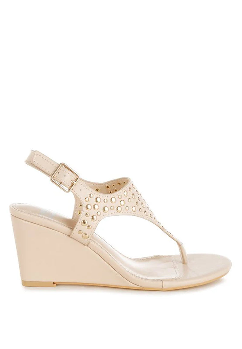 Sappho Studded Thong Toe Wedges