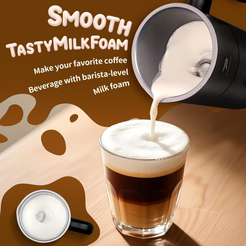 Puldoum Electric Milk Frother 30 Seconds Frothing 4-In-1 Automatic Warm & Cold Froth Maker for Coffee Latte Cappuccino Macchiato Hot Chocolate 11.8Oz 350Ml