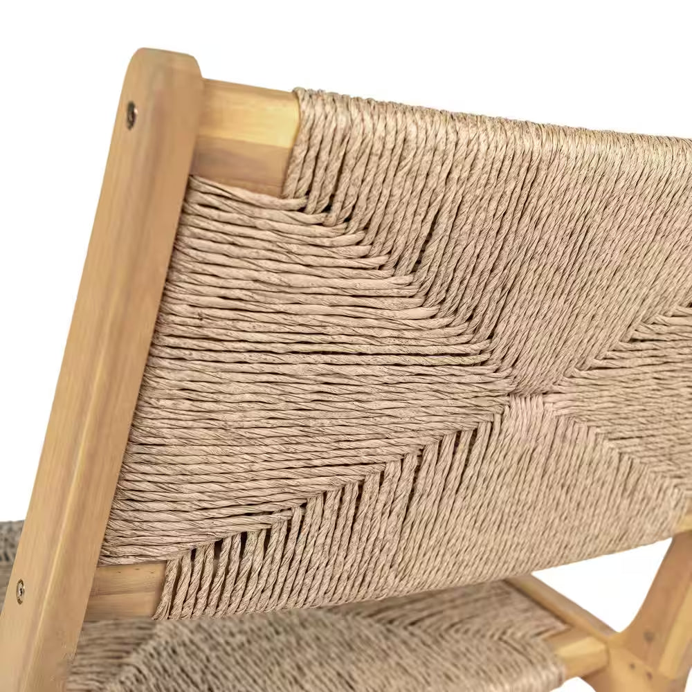 Angelo PE Wicker and Solid Wood Outdoor Patio Lounge Chair, Light Teak, Set of 2