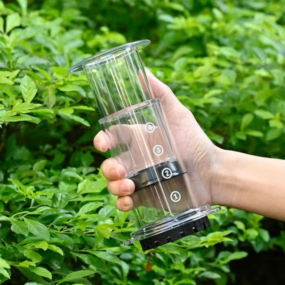 Portable Coffee Kettle Transparent French Style Press Coffee Pot Light Weight Anti-Slip Hand Pour Coffee Maker Outdoor