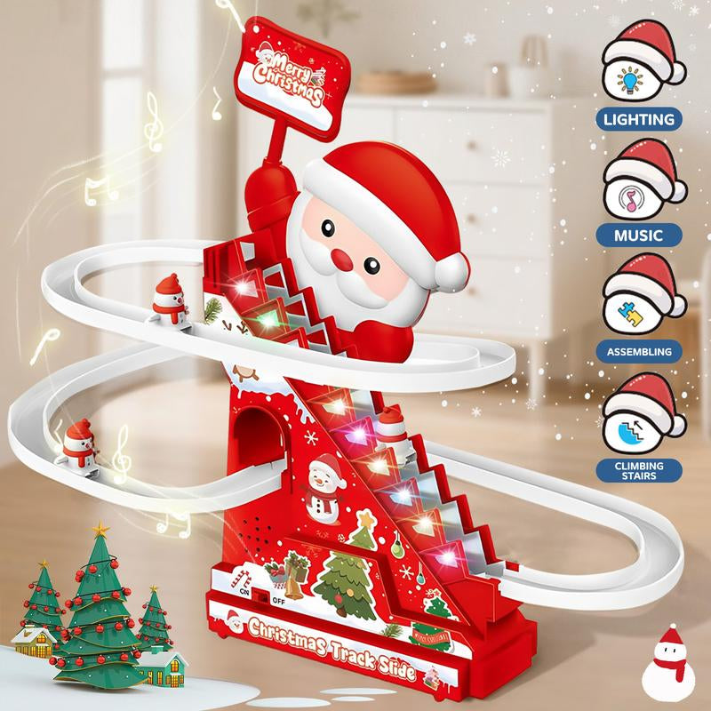 Santa Claus Ladder Climbing Toys, Electric Animation Christmas Decorations with Music and LED Lights, Suitable for Families, Christmas Tree Decorations, Gifts for Children.