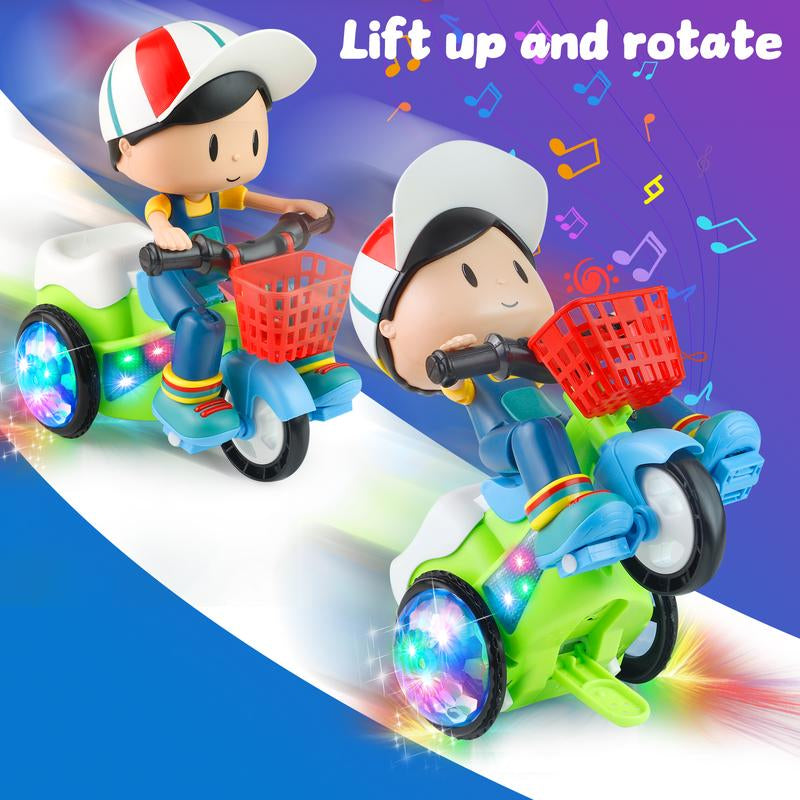 Kids Electric Stunt Bike Toy with Lights Music Wiggling Action & Obstacle Avoidance Fun for Toddlers Christmas Gift Idea