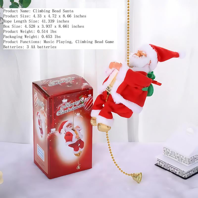 Classic Climbing Beads Santa Claus, Christmas Decorations, Battery Operated, Plastic Holiday Hanging Decorations, Batteries Provide Your Own, Suitable for Home, Kitchen, Mantelpiece, Window, Party Supplies.