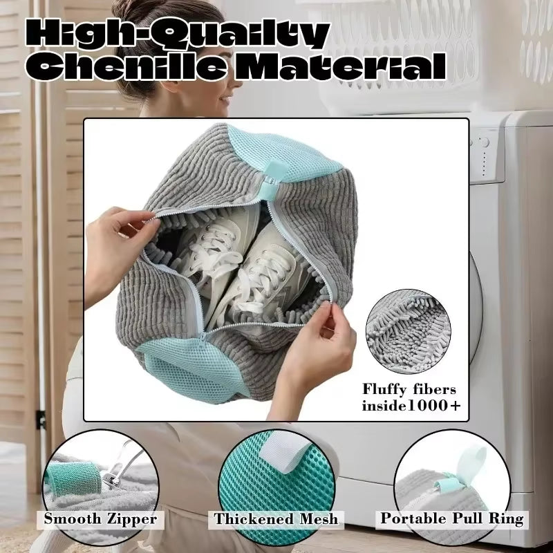 1/2PCS Wash Shoes Bag Padded Net Laundry Shoes Protector Fluffy Fibers Polyester Washing Shoes Machine Laundry Bag Drying Bags