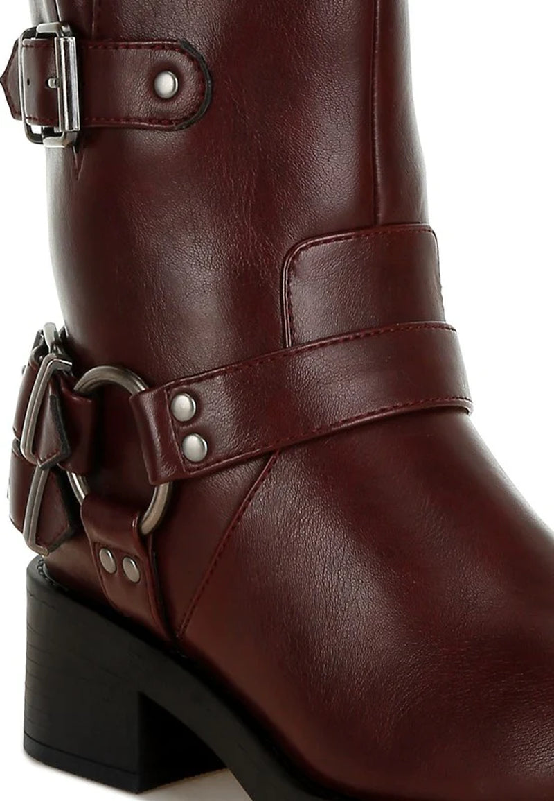 Caribou Harness Detail Biker Boots