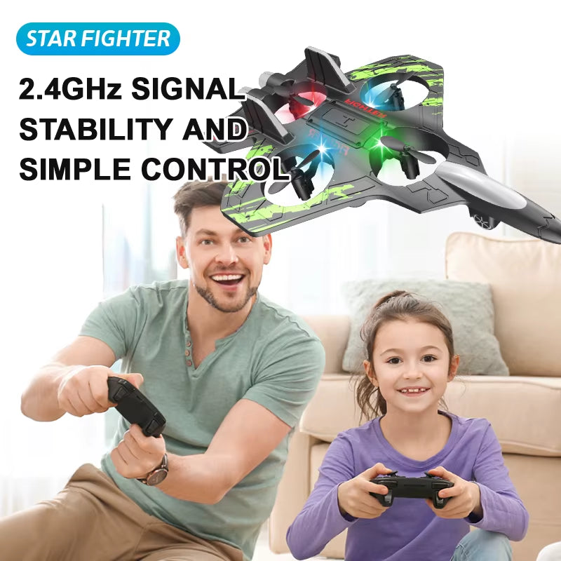 2.4G Remote Control Fighter Electric Foam Glider Stunt Tumbling UAV Hovering Helicopter with LED Colorful Lights Aircraft Model