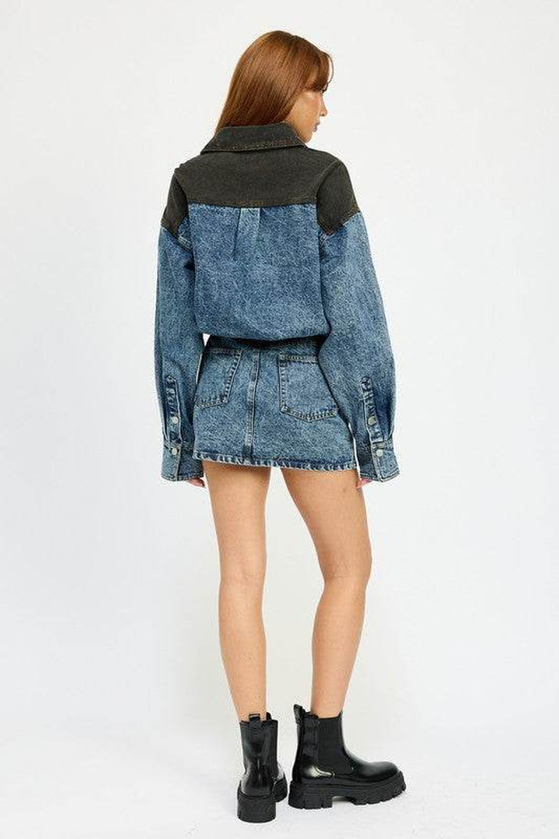 BUTTON up DENIM MINI DRESS
