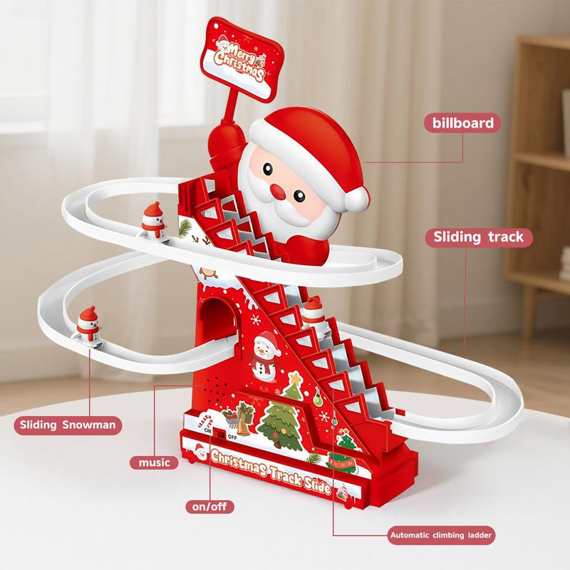 Santa Claus Ladder Climbing Toys, Electric Animation Christmas Decorations with Music and LED Lights, Suitable for Families, Christmas Tree Decorations, Gifts for Children.