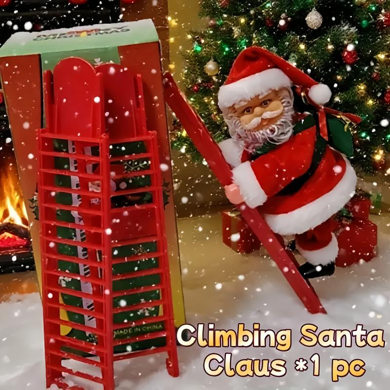 Classic Climbing Beads Santa Claus, Christmas Decorations, Battery Operated, Plastic Holiday Hanging Decorations, Batteries Provide Your Own, Suitable for Home, Kitchen, Mantelpiece, Window, Party Supplies.