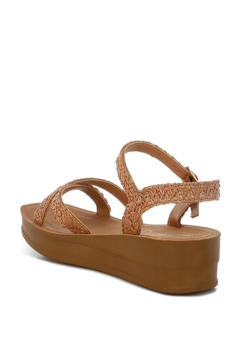 Sephone Woven Square Toe Wedges