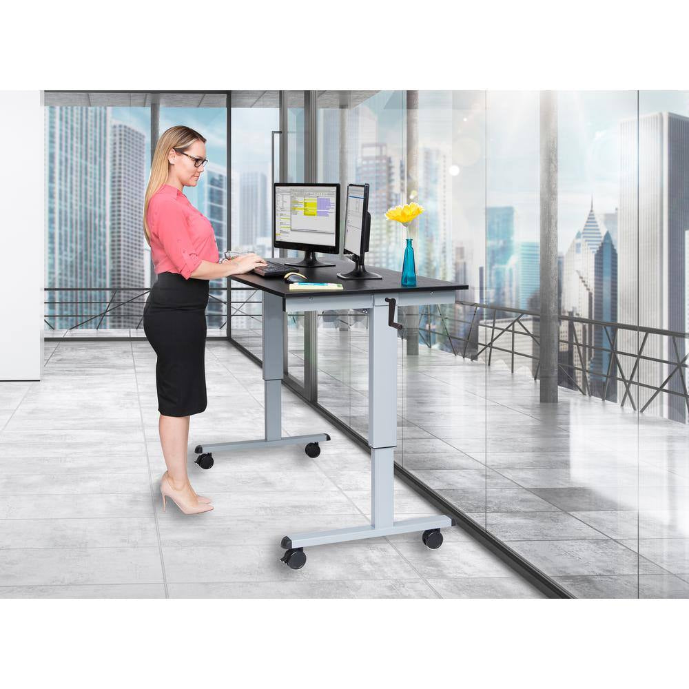 59 In. Rectangular Silver/Black Standing Desks with Adjustable Height