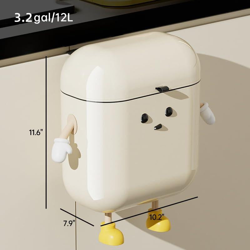 UFORU 3.2Gal/12L Compost Bin Kitchen for Counter Top or under Sink Plastic Hanging Trash Can with Lid Wall Mounted Garbage Can for Bathroom Office RV ABS Plastic Smooth Surface Easy Cleaning Leak-Proof Seal for Odor Control - Installation Installation