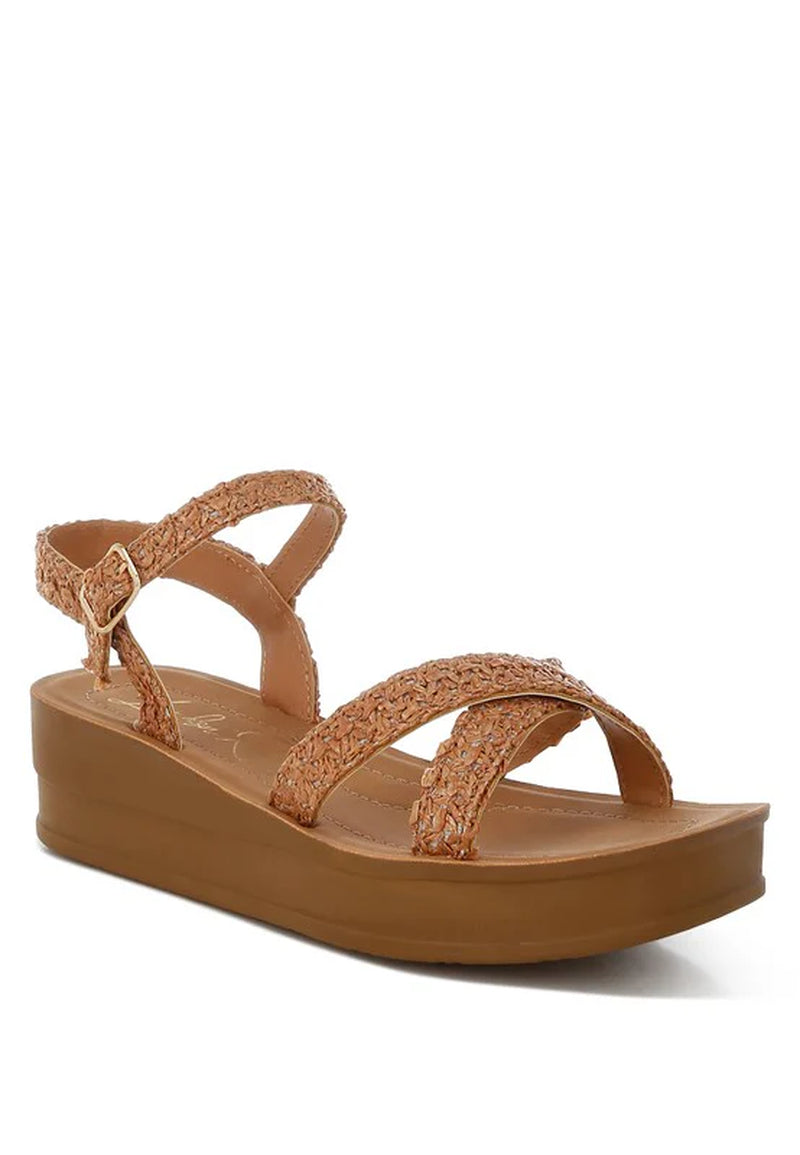 Sephone Woven Square Toe Wedges