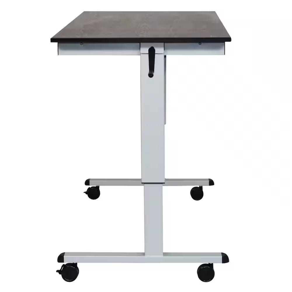59 In. Rectangular Silver/Black Standing Desks with Adjustable Height