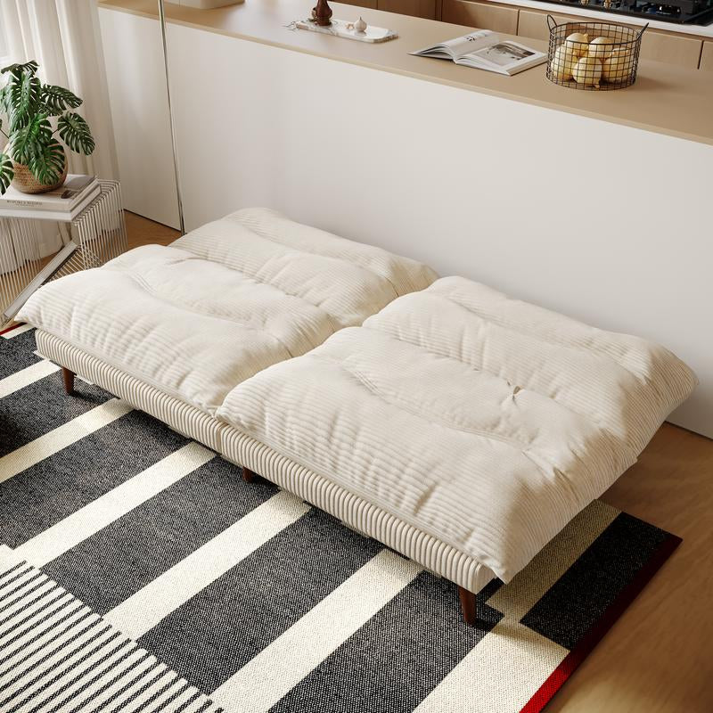 Llappuil 3-In-1 Futon Convertible Sofa Bed, Corduroy Loveaseat Sleeper Sofa Couch for Living Room Apartment Beige.165Cm Frame/175Cm Extended