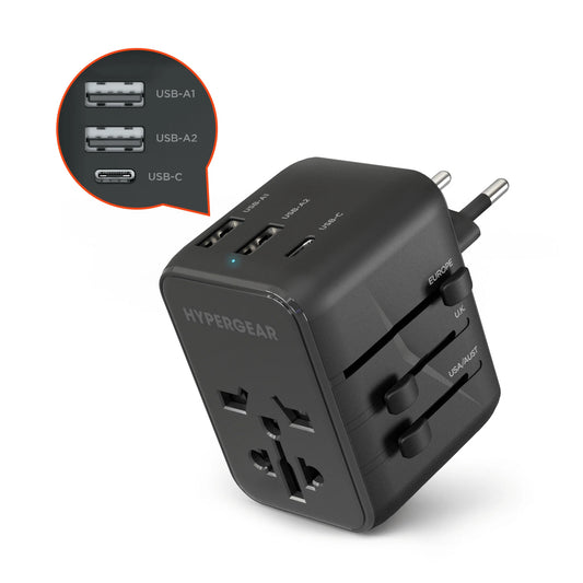 Hypergear Worldcharge Universal Travel Adapter with USB-C