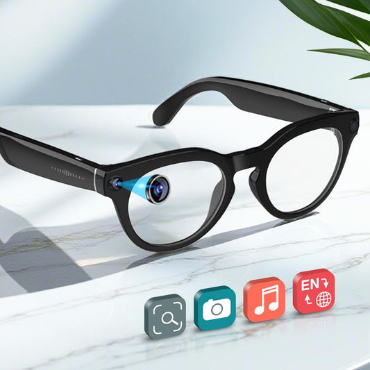 Smart Glasses with 8MP Camera, 1200P Video Recording Wearable Bluetooth Glasses, Lightweight Outdoor Sports Camera Sunglasses Supports Intelligent Image Recognition and Voice Assistant, Multifunctional Wireless Audio Eyewear Glasses Built-In Headphone