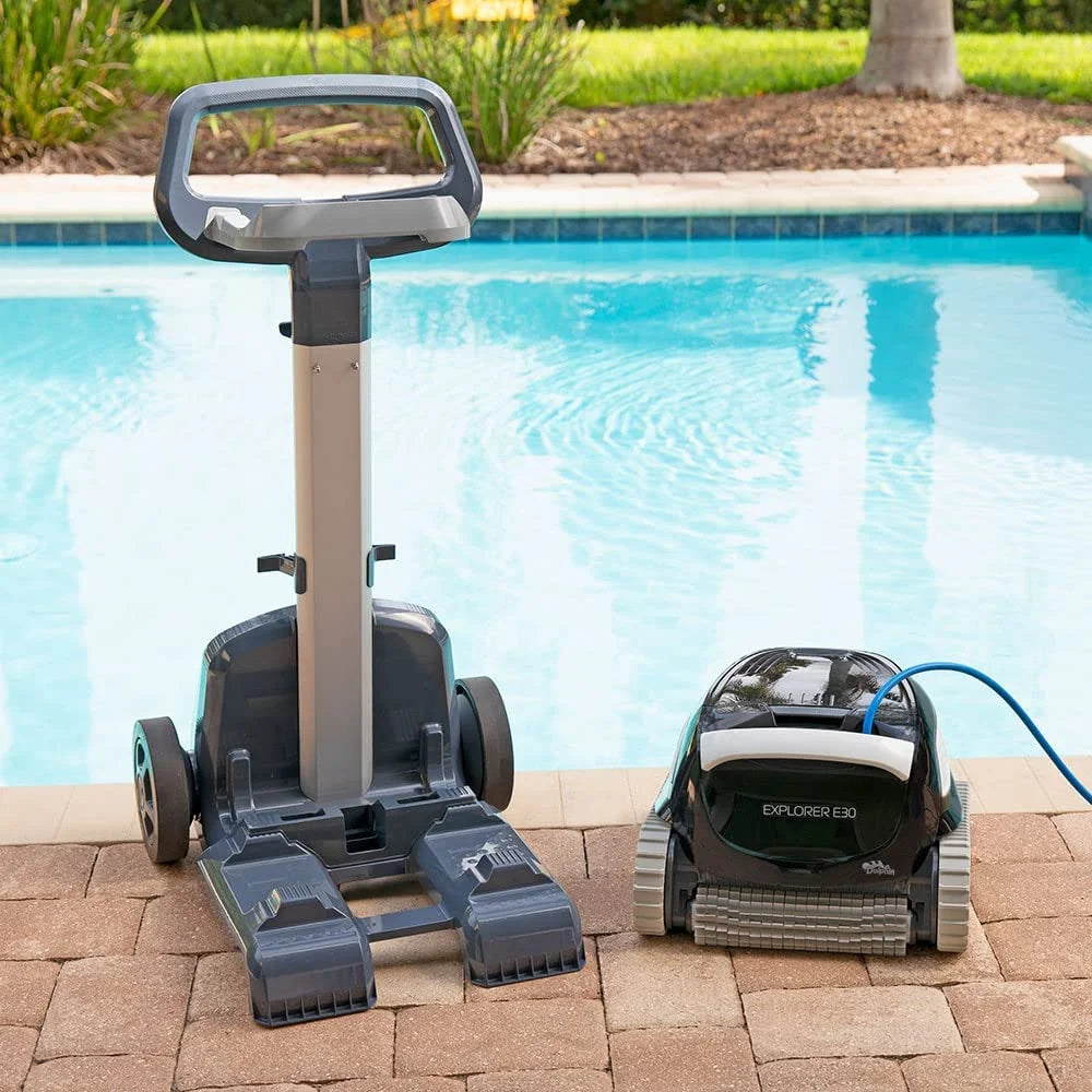 Dolphin Explorer E30 Wi-Fi Robotic Pool Vacuum Cleaner up to 50 FT - Transport Bundle with Caddy