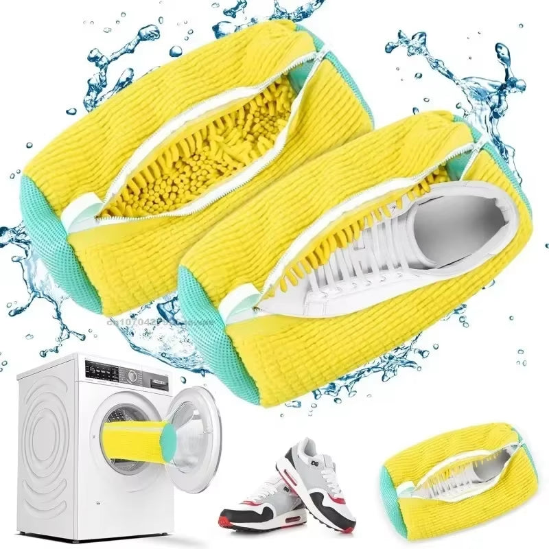 1/2PCS Wash Shoes Bag Padded Net Laundry Shoes Protector Fluffy Fibers Polyester Washing Shoes Machine Laundry Bag Drying Bags