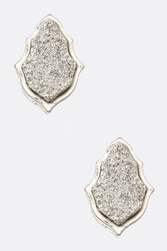 Druzy Leaf Stud Earrings