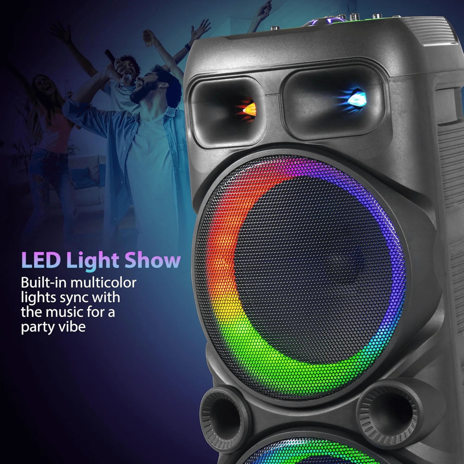 IQ Sound 2X12-Inch Portable Bluetooth Party Speaker