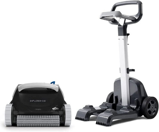 Dolphin Explorer E30 Wi-Fi Robotic Pool Vacuum Cleaner up to 50 FT - Transport Bundle with Caddy