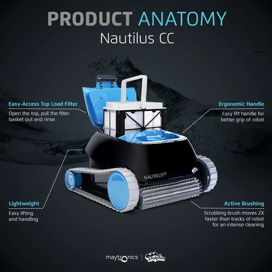 Nautilus CC Robotic Pool Vacuum Cleaner with Universal Caddy — Easy to Transport and Store Your  — Ideal for Above/In-Ground Pools up to 33 FT in Length