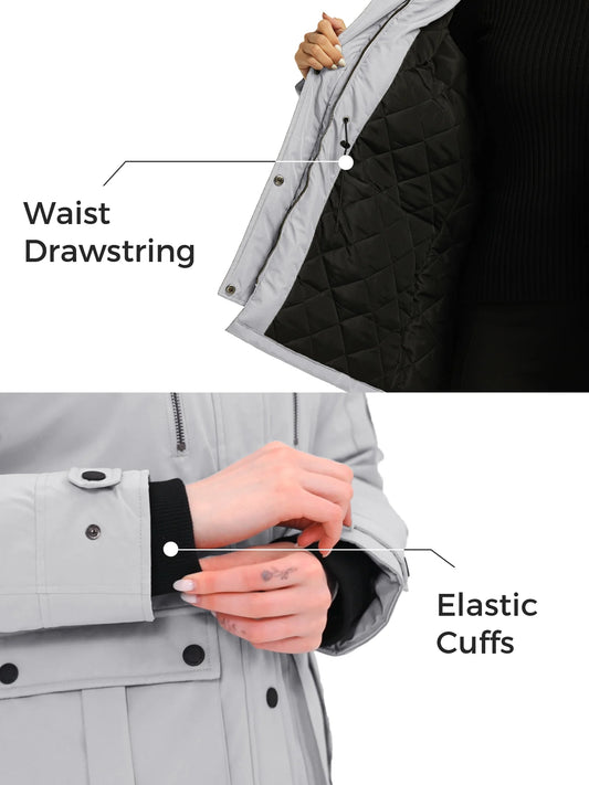 Women'S Winter Coat Hooded Winter Jacket Insulated Winter Parka Grayish White S