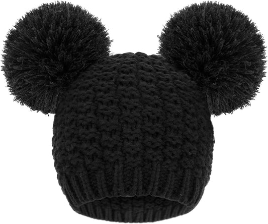 Winter Beanie Hats for Women Cable Knit Soft Cute Beanie with Double Pompom Ears