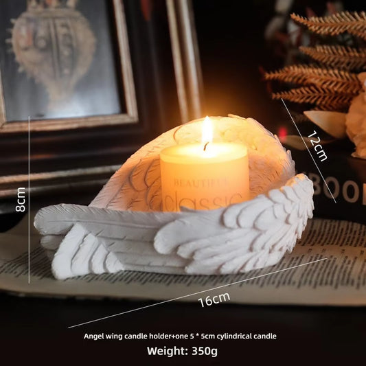 White Angel Prayer Tealight Candle Holder for Church - Resin Religious Decor, Altar Decoration with Guardian Angel Statue