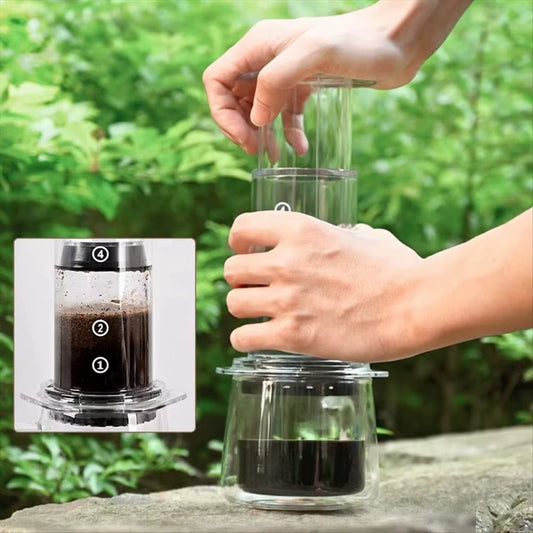 Portable Coffee Kettle Transparent French Style Press Coffee Pot Light Weight Anti-Slip Hand Pour Coffee Maker Outdoor