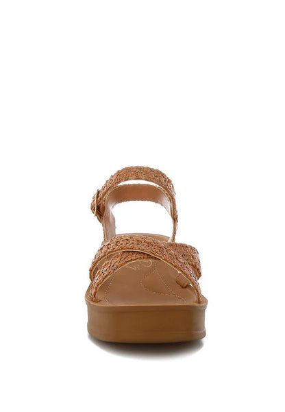 Sephone Woven Square Toe Wedges