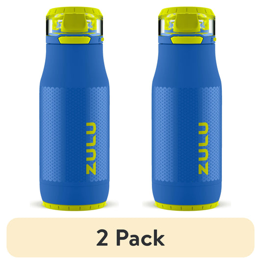(2 Pack)  Chase Vacuum Sealed Stainless Steel Kid'S Water Bottle, Blue and Green, 14 Fluid Ounces