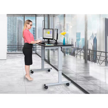 59 In. Rectangular Silver/Black Standing Desks with Adjustable Height