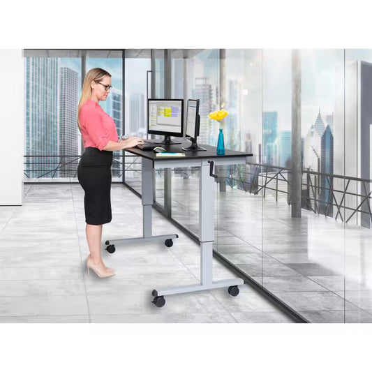 59 In. Rectangular Silver/Black Standing Desks with Adjustable Height