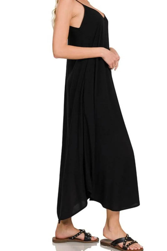 Zenana Woven Arc Hem Cami Dress with Flowy Pockets