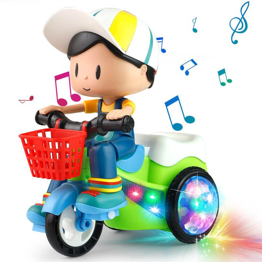 Kids Electric Stunt Bike Toy with Lights Music Wiggling Action & Obstacle Avoidance Fun for Toddlers Christmas Gift Idea