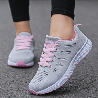 Women Casual Shoes Fashion Breathable Walking Mesh Flat Shoes Sneakers Women Gym Vulcanized Shoes White Female Footwear