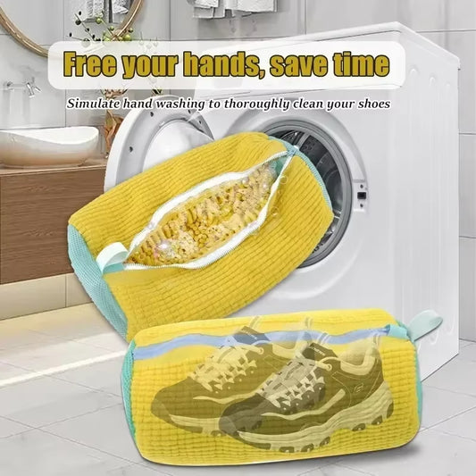 1/2PCS Wash Shoes Bag Padded Net Laundry Shoes Protector Fluffy Fibers Polyester Washing Shoes Machine Laundry Bag Drying Bags