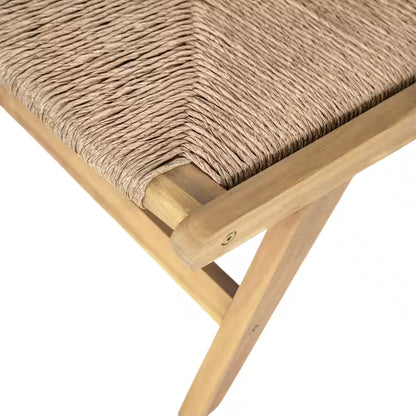 Angelo PE Wicker and Solid Wood Outdoor Patio Lounge Chair, Light Teak, Set of 2
