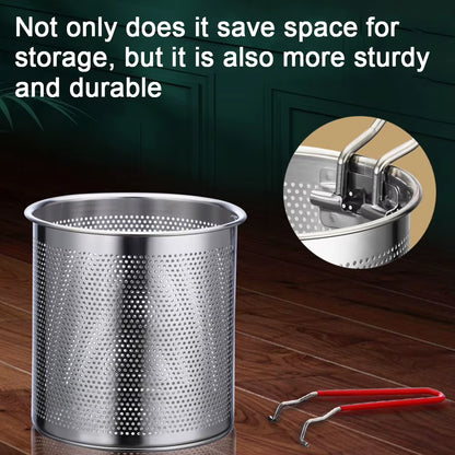 Deep Frying Pot 304 Stainless Steel Kitchen Fryer with Strainer Tempura Fryer Pan Fry Pot for French Fries Chicken Cooking Tools