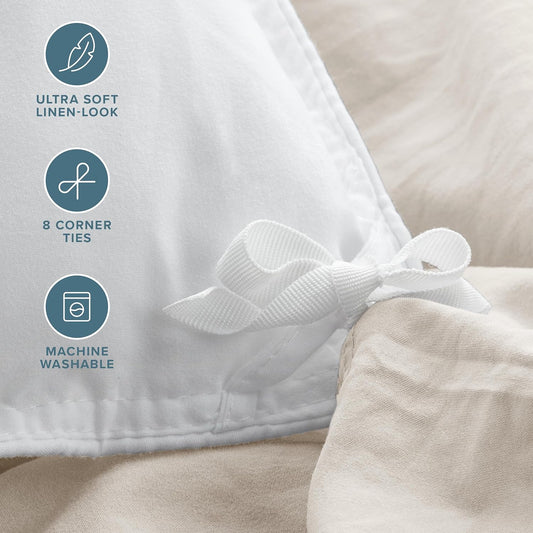 Microfiber Duvet Cover Set - Ultra Soft Washed Microfiber - Twin/Twin Extra Long - Linen-Like Look - Easy Care - Breathable Fabric - Our Softest Duvet Cover Set (Twin/Twin XL, Fog)