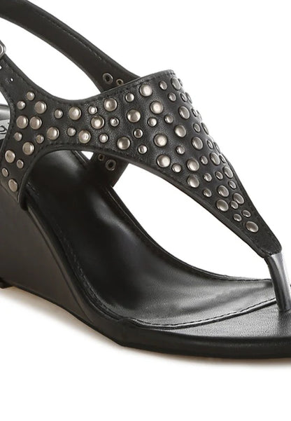 Sappho Studded Thong Toe Wedges