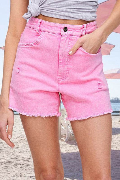 CASUAL WASHED STYLE DENIM SHORTS with POCKETS